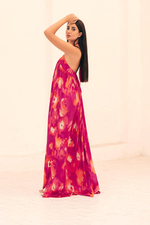 long fushia dress