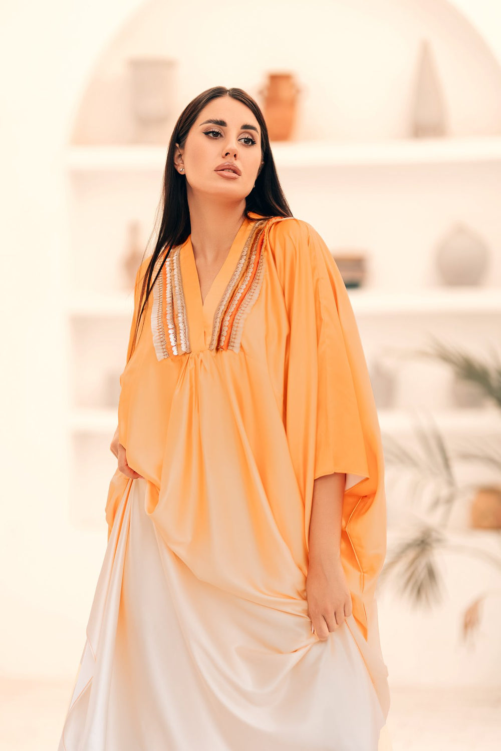 فستان صيفي، اللون: برتقالي