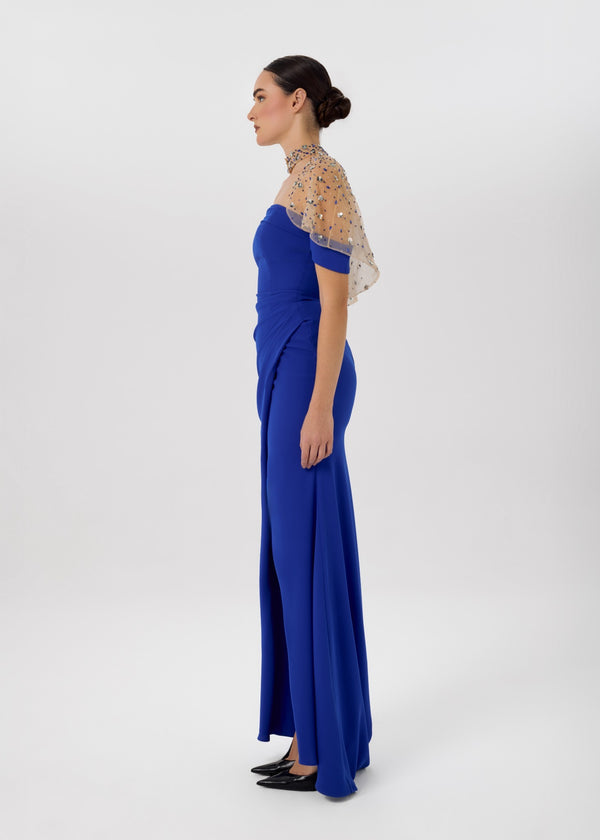 Sapphire Drape Gown