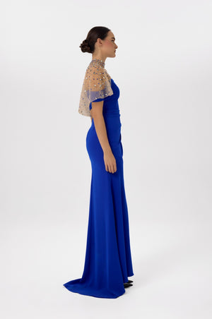 Sapphire Drape Gown