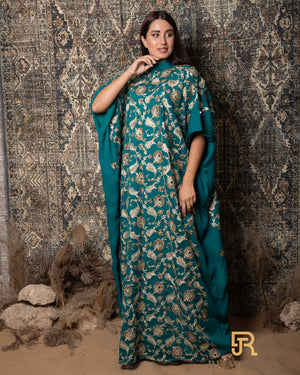 Gold embroidered, green jalabiya - A029