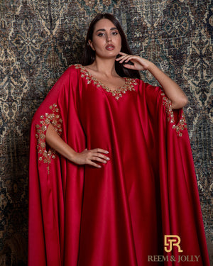 Arabian Dress , Handmade embroidered , Red color