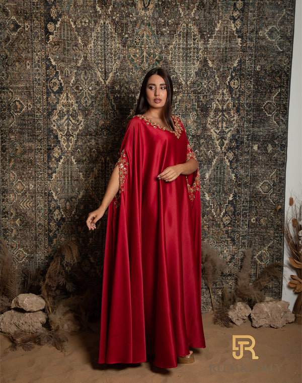 Arabian Dress , Handmade embroidered , Red color