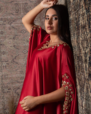 Arabian Dress , Handmade embroidered , Red color