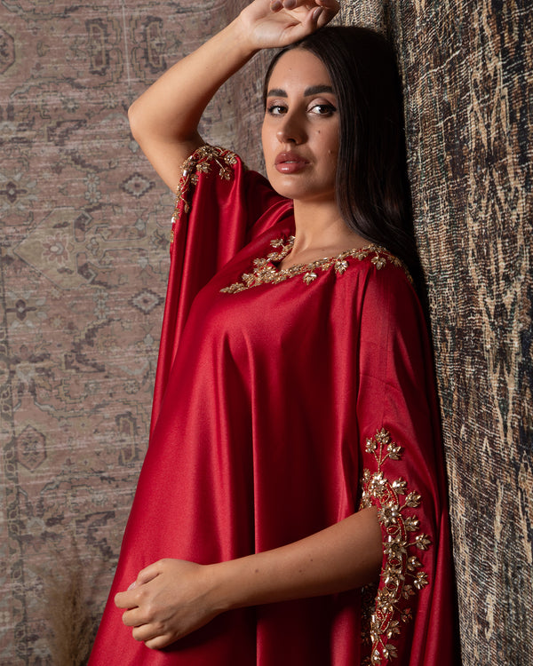 Arabian Dress , Handmade embroidered , Red color