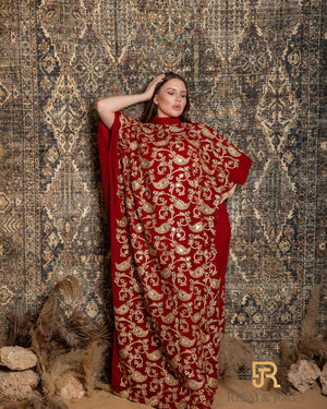 Gold Embroidred Red Jalabiya