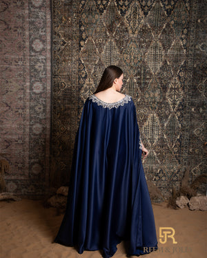 Arabian dress , embroidered hand made , blue color - A027