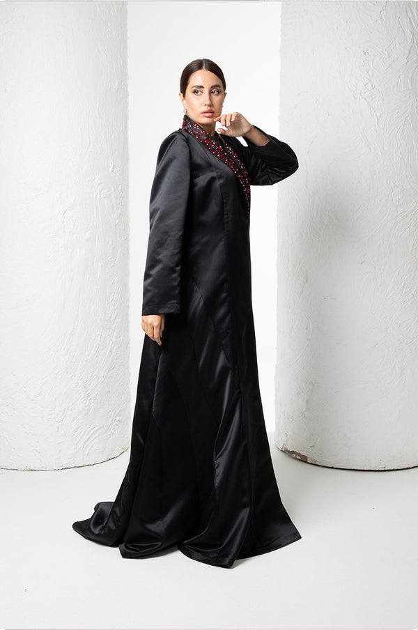 Black Abaya with Red Outline