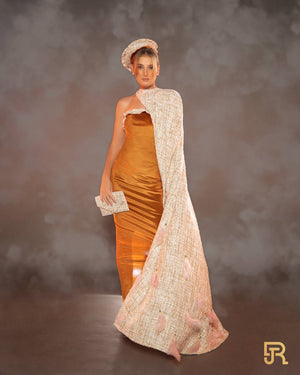 فستان داخلي مخملي مع غطاء من التويد