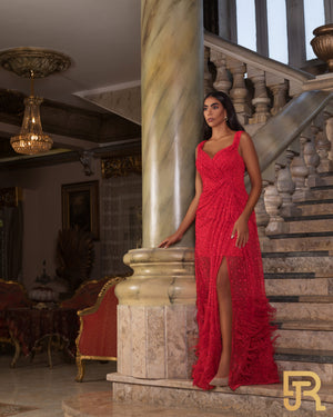 فستان أحمر راقي