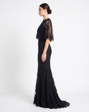 Dentelle Noir Gown – side view