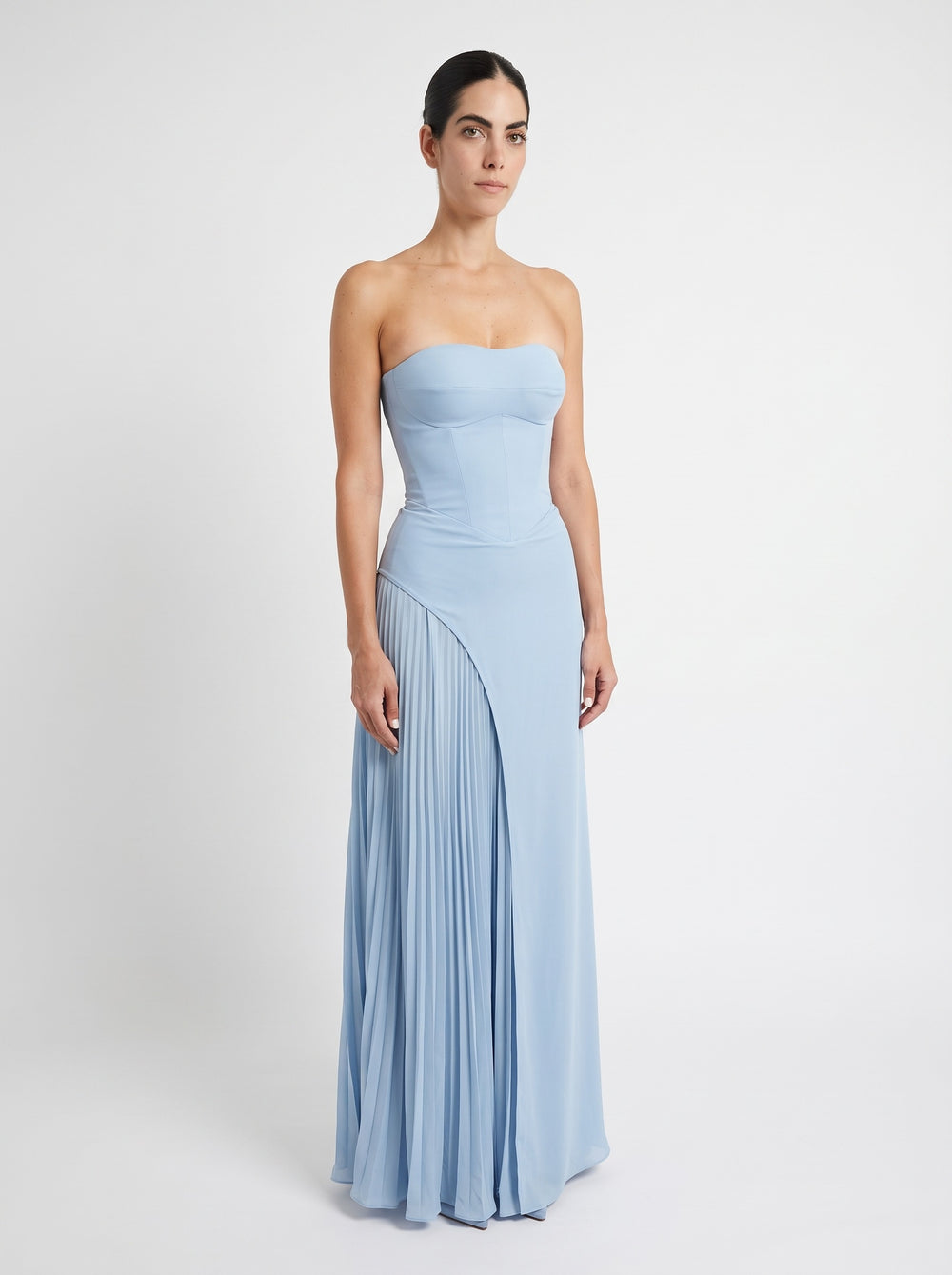 Azure Pleat Gown – front view