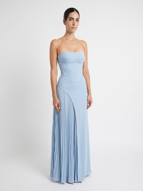 Azure Pleat Gown – front view