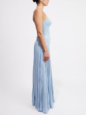Azure Pleat Gown – side view