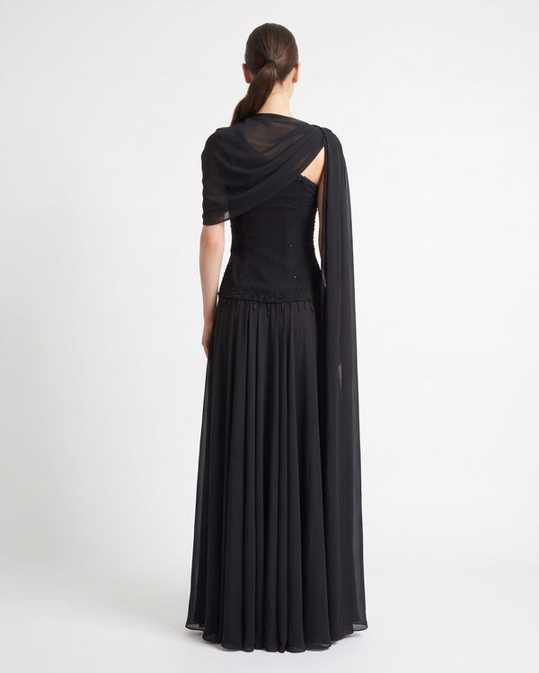 Onyx Drape Gown – back view