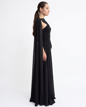 Onyx Drape Gown – side view