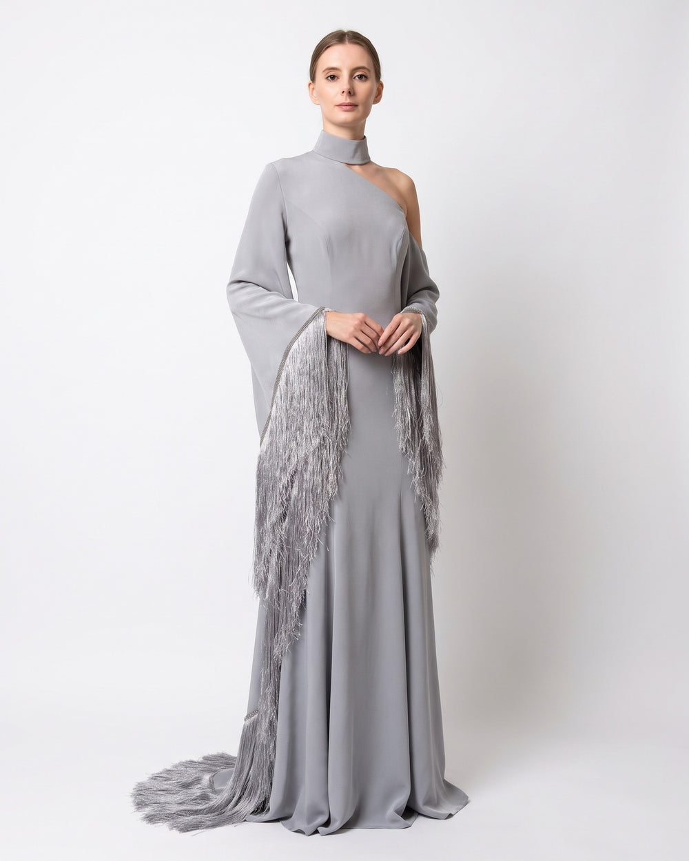 Argent Fringe Gown – front view
