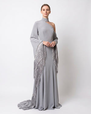 Argent Fringe Gown – front view