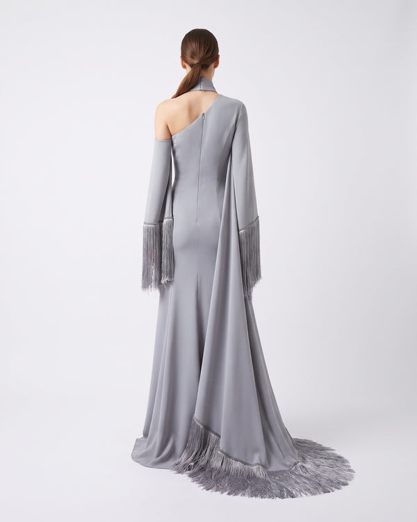 Argent Fringe Gown – back view