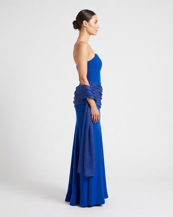 Bleu Royale Gown – side view