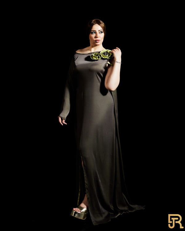 Silk Dark yellowish green color Dress