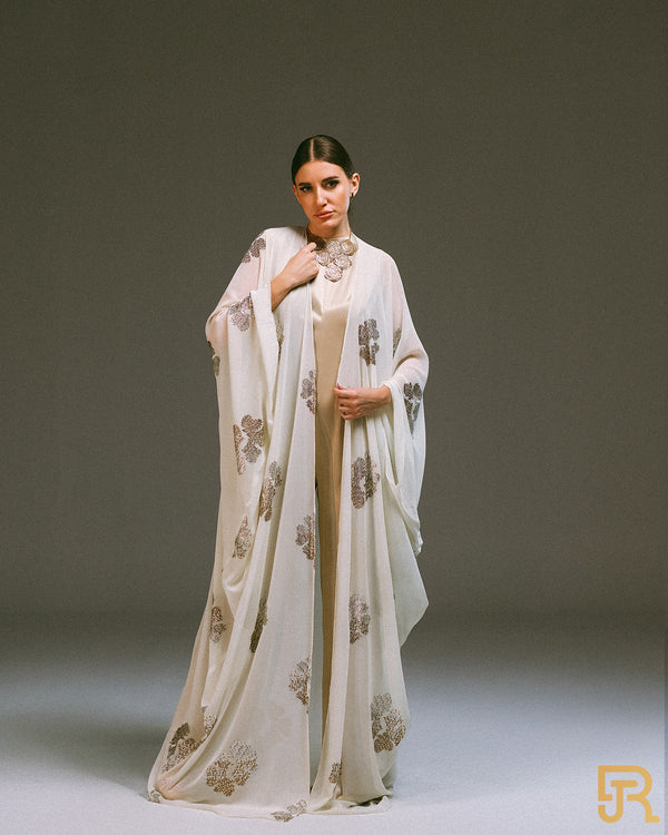 white Abaya with inner