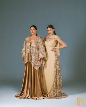 Velvet dress with embroidered cap , Large size only - A043