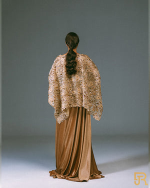 Velvet dress with embroidered cap , Large size only - A043