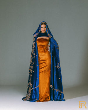 قفطان مخملي مطرز من قطعتين - A034