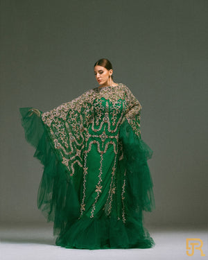 Embroidered Green kaftan - A041