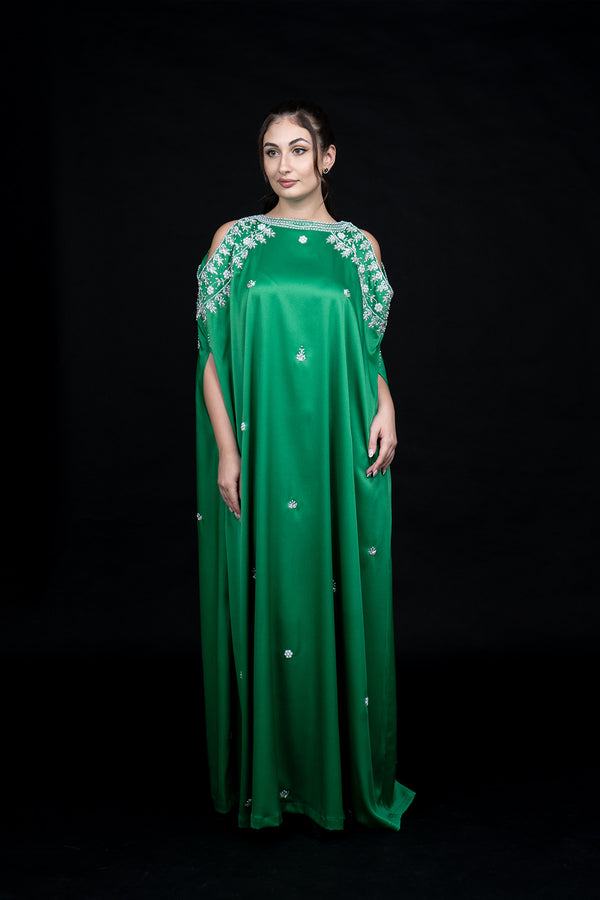 Green silk dress